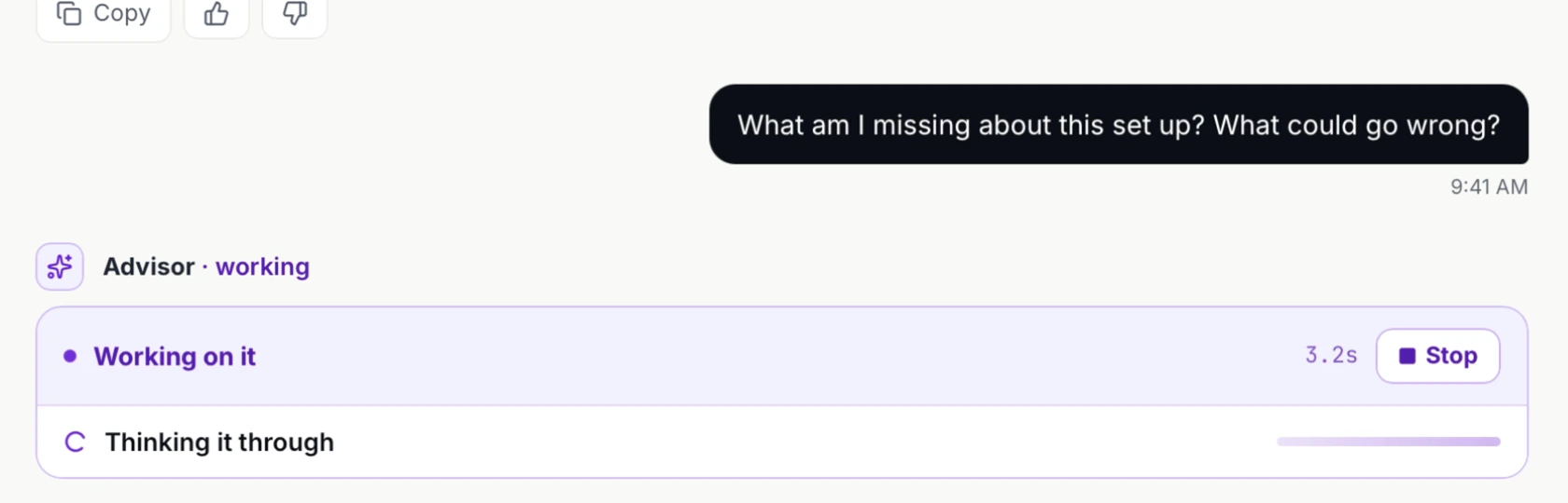Actual Scanner-to-Advisor follow-up question about the TSLA setup