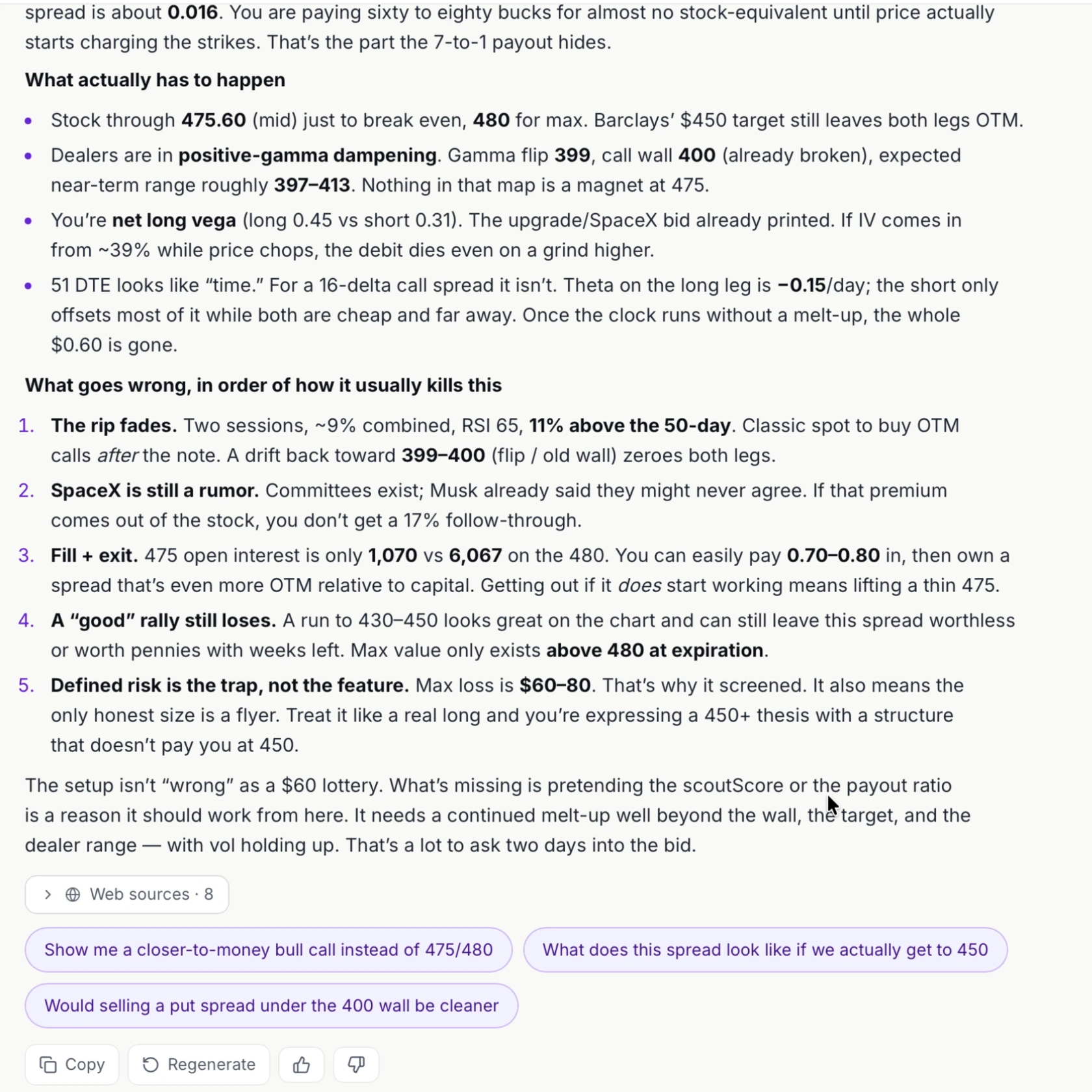 Advisor's completed second-look answer about risks in the TSLA Scanner setup
